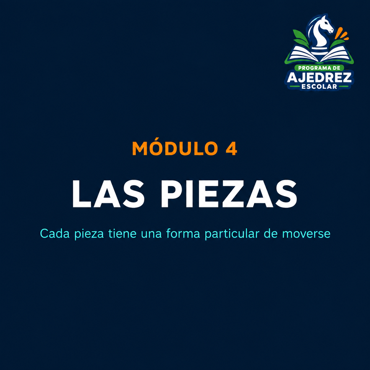 Portada del Módulo 4: Las piezas – Programa de Ajedrez Escolar